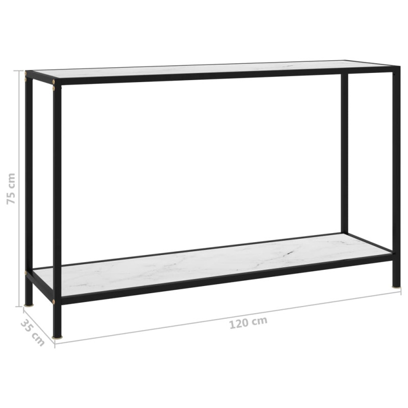 Stolik konsolowy, biały, 120x35x75 cm, szkło hartowane