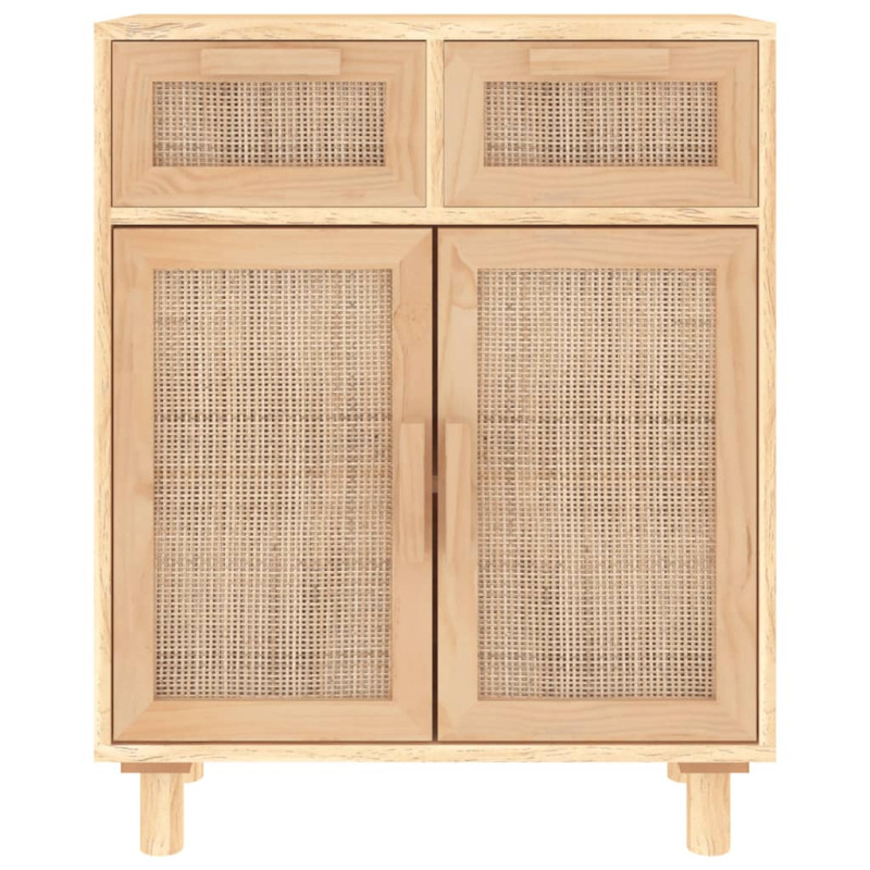 Szafka, brązowa, 60x30x75 cm, lita sosna i naturalny rattan