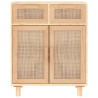 Szafka, brązowa, 60x30x75 cm, lita sosna i naturalny rattan