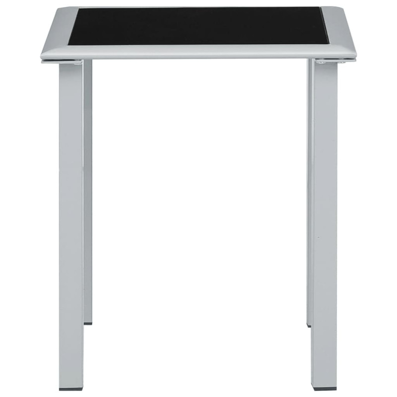 Leżaki ze stolikiem, 2 szt., aluminium, kremowe