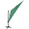 Parasol wiszący z LED i słupkiem, zielony, 300 cm