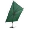 Parasol wiszący z LED i słupkiem, zielony, 300 cm