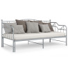 Sofa z wysuwaną ramą łóżka, szara, metalowa, 90x200 cm
