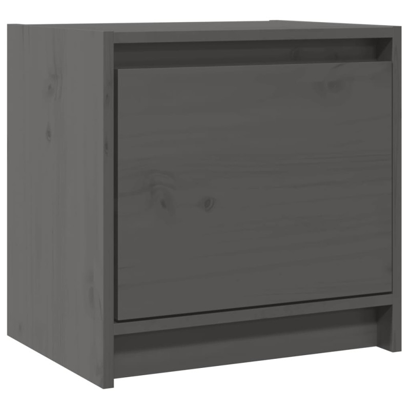 Szafka nocna, szara, 40x30,5x40 cm, lite drewno sosnowe