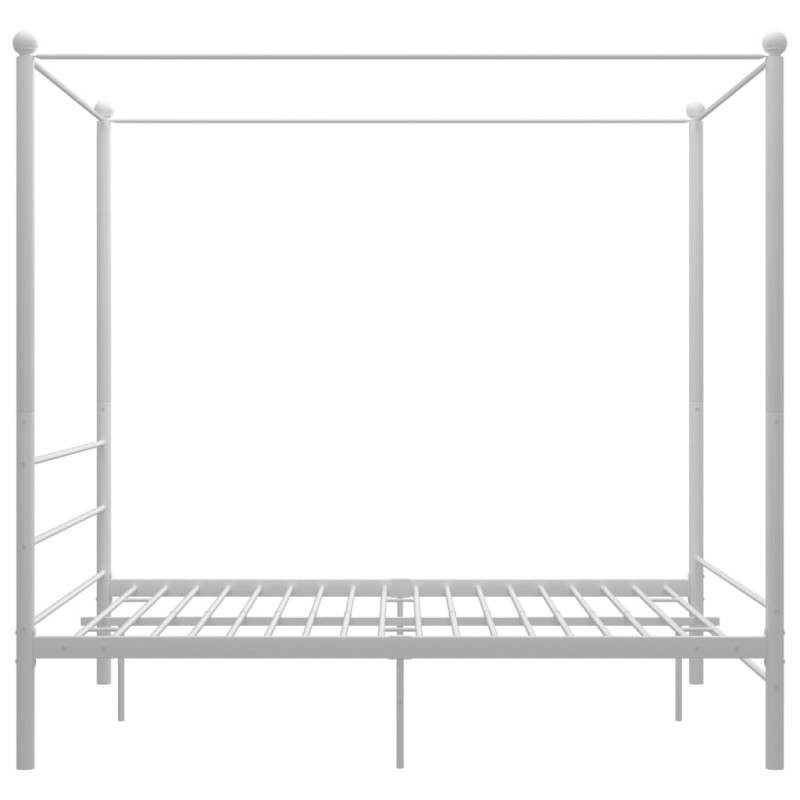 Rama łóżka z baldachimem, biała, metalowa, 160 x 200 cm