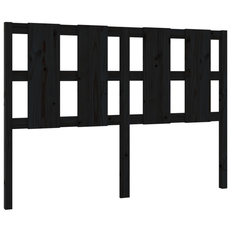 Wezgłowie łóżka, czarne, 145,5x4x100 cm, lite drewno sosnowe