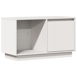 Szafka pod telewizor, biała, 74x35x44 cm, lite drewno sosnowe