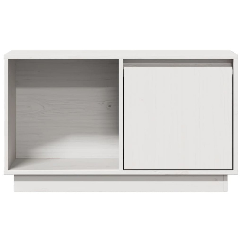 Szafka pod telewizor, biała, 74x35x44 cm, lite drewno sosnowe