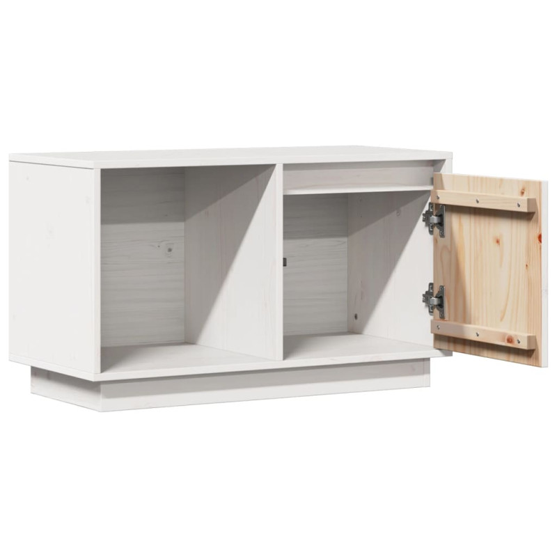Szafka pod telewizor, biała, 74x35x44 cm, lite drewno sosnowe
