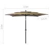 3-poziomowy parasol na aluminiowym słupku, taupe, 2,5x2,5 m