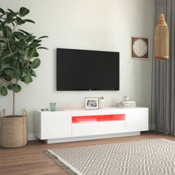 Szafka TV z oświetleniem LED, biel z połyskiem, 160x35x40 cm