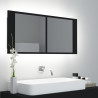 Szafka łazienkowa z lustrem i LED, czarna, 100x12x45 cm, akryl