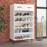 Szafka na buty, biała, 60x35x105 cm, materiał drewnopochodny