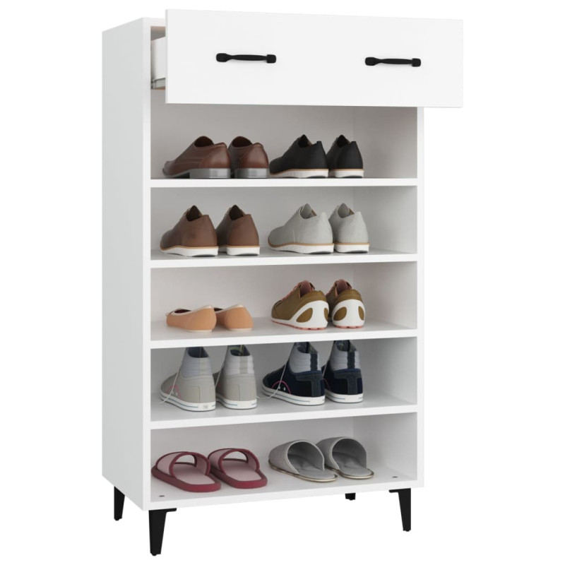 Szafka na buty, biała, 60x35x105 cm, materiał drewnopochodny