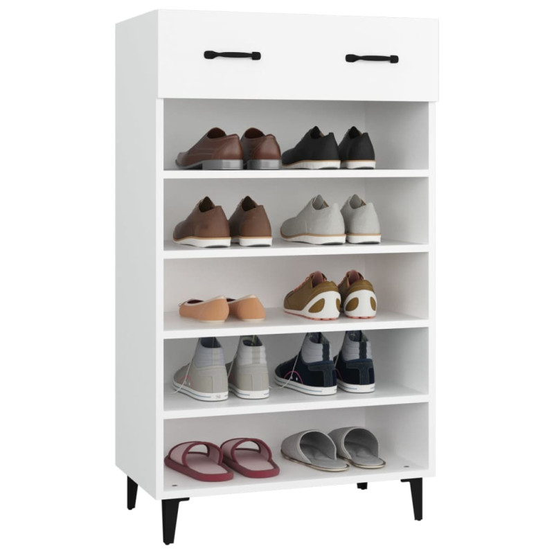 Szafka na buty, biała, 60x35x105 cm, materiał drewnopochodny