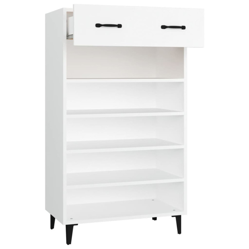 Szafka na buty, biała, 60x35x105 cm, materiał drewnopochodny