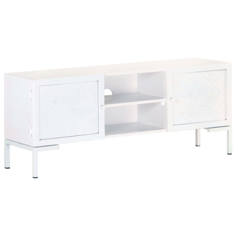 Szafka pod TV, biała, 115x30x46 cm, lite drewno mango