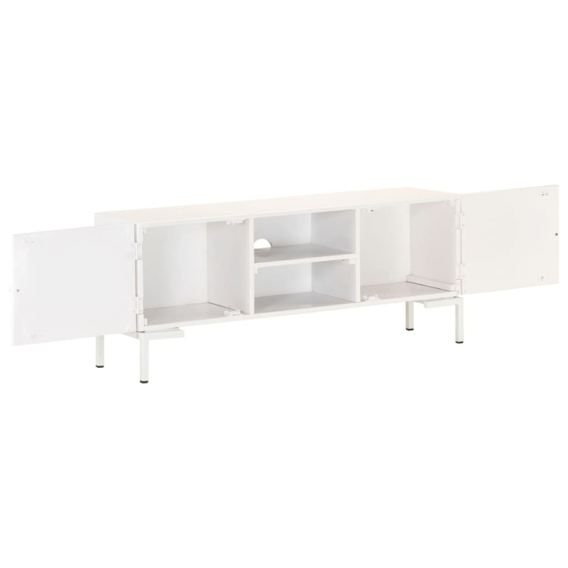 Szafka pod TV, biała, 115x30x46 cm, lite drewno mango