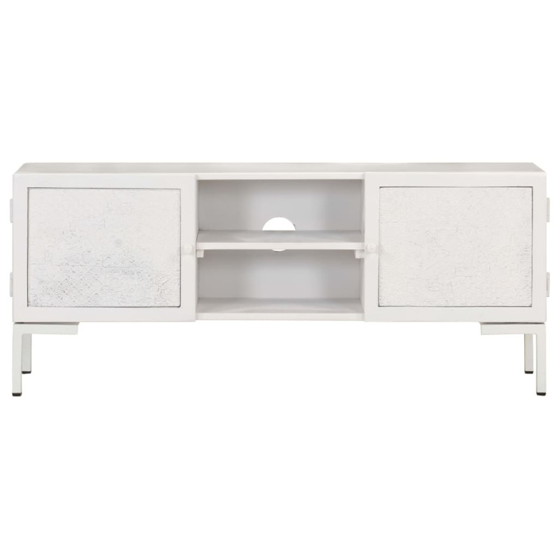 Szafka pod TV, biała, 115x30x46 cm, lite drewno mango