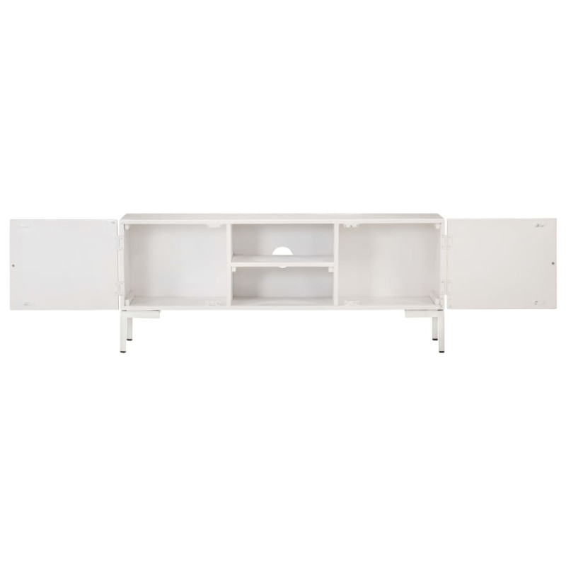 Szafka pod TV, biała, 115x30x46 cm, lite drewno mango