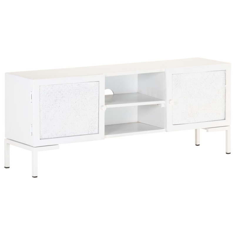 Szafka pod TV, biała, 115x30x46 cm, lite drewno mango