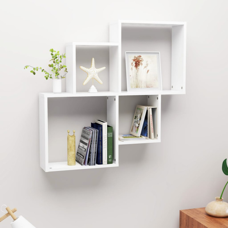 Półka ścienna kostki, biała 80x15x78,5, materiał drewnopochodny
