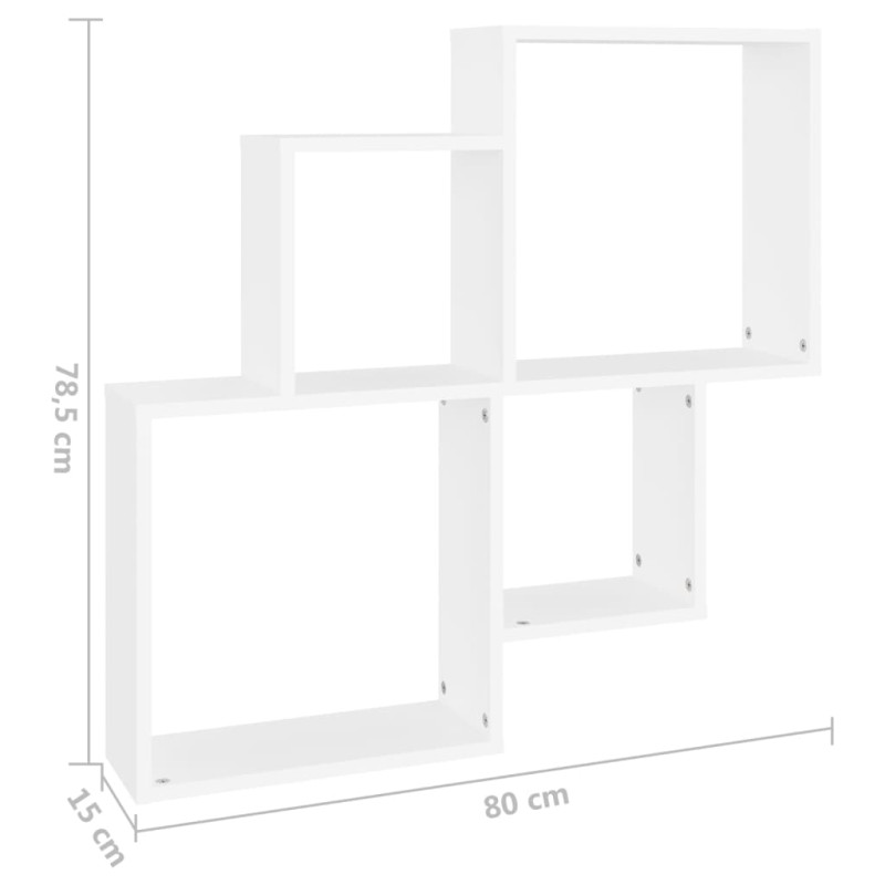Półka ścienna kostki, biała 80x15x78,5, materiał drewnopochodny