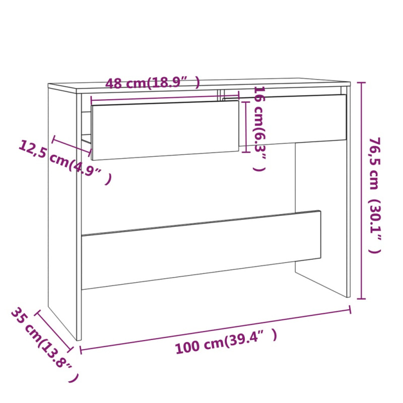 Stolik konsolowy, czarny 100x35x76,5 cm materiał drewnopochodny
