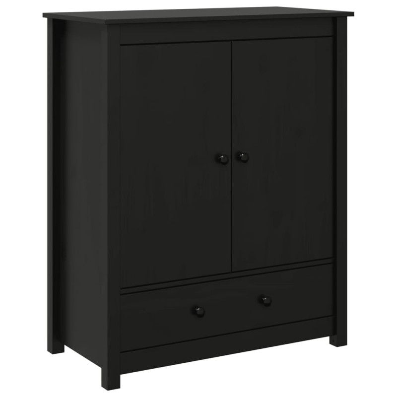 Szafka, czarna, 83x41,5x100 cm, lite drewno sosnowe