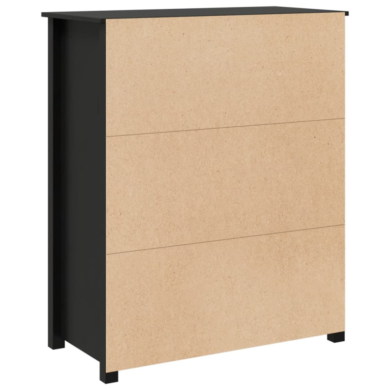 Szafka, czarna, 83x41,5x100 cm, lite drewno sosnowe