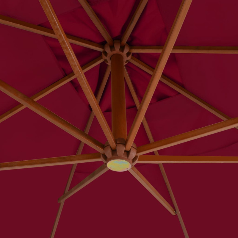 Wiszący parasol z drewnianym słupkiem, 400x300 cm, bordowy