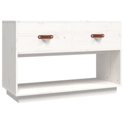 Szafka pod telewizor, biała, 90x40x60 cm, lite drewno sosnowe