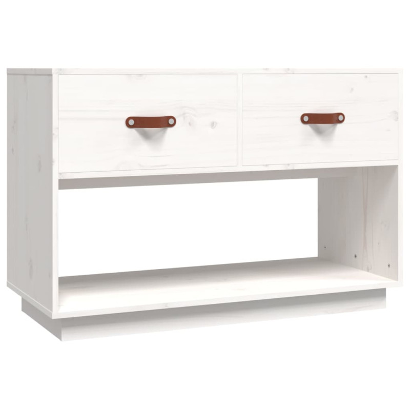 Szafka pod telewizor, biała, 90x40x60 cm, lite drewno sosnowe