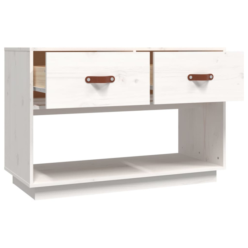 Szafka pod telewizor, biała, 90x40x60 cm, lite drewno sosnowe