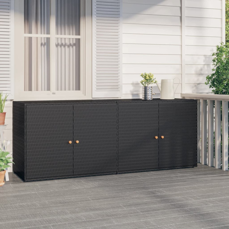 Szafka ogrodowa, czarna, 198x55,5x80 cm, rattan PE
