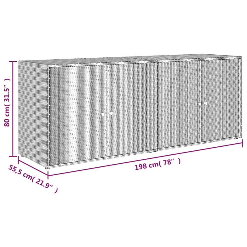 Szafka ogrodowa, czarna, 198x55,5x80 cm, rattan PE
