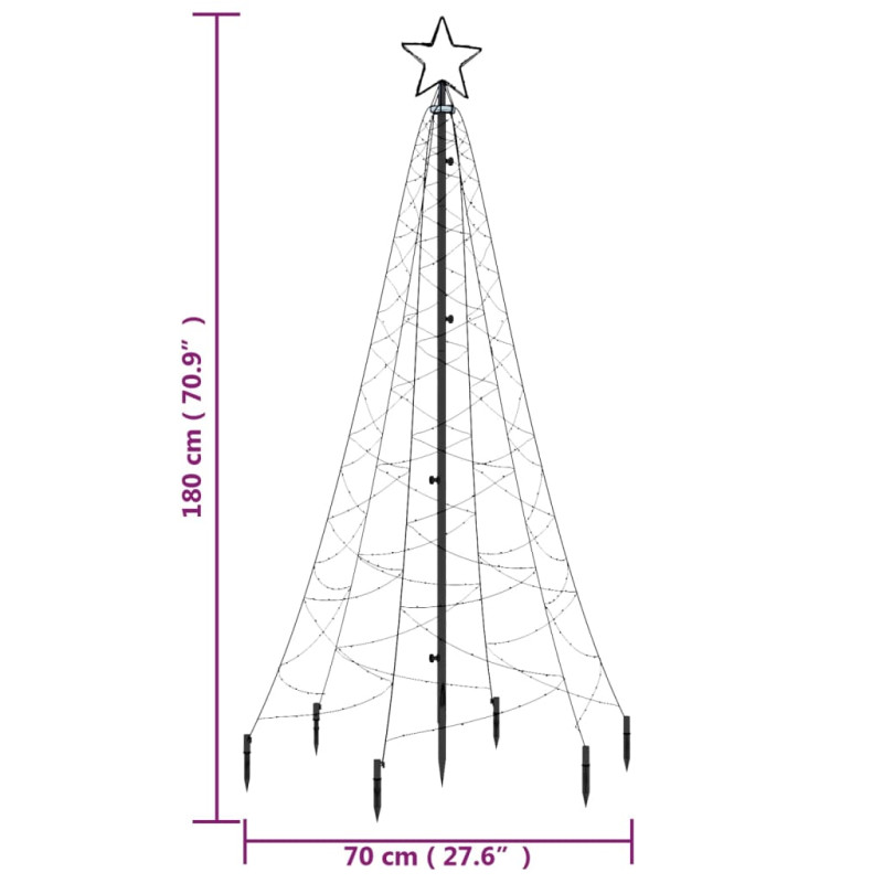 Choinka z kołkiem gruntowym, 200 kolorowych LED, 180 cm