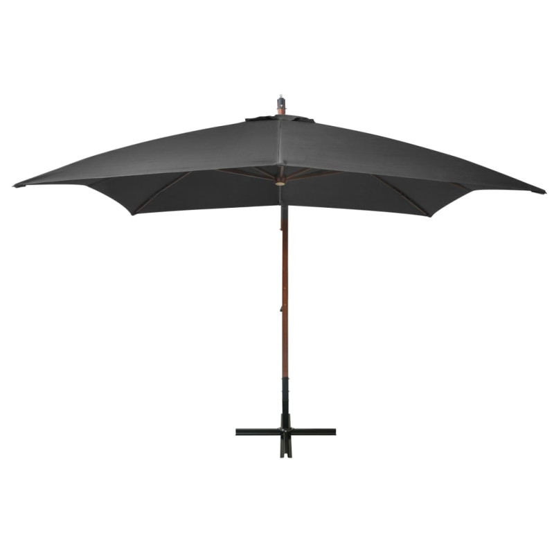 Parasol ogrodowy wiszący, na jodłowym słupku, antracyt, 3x3 m