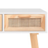Stolik konsolowy, biały, 105x30x75 cm, drewno sosnowe i rattan