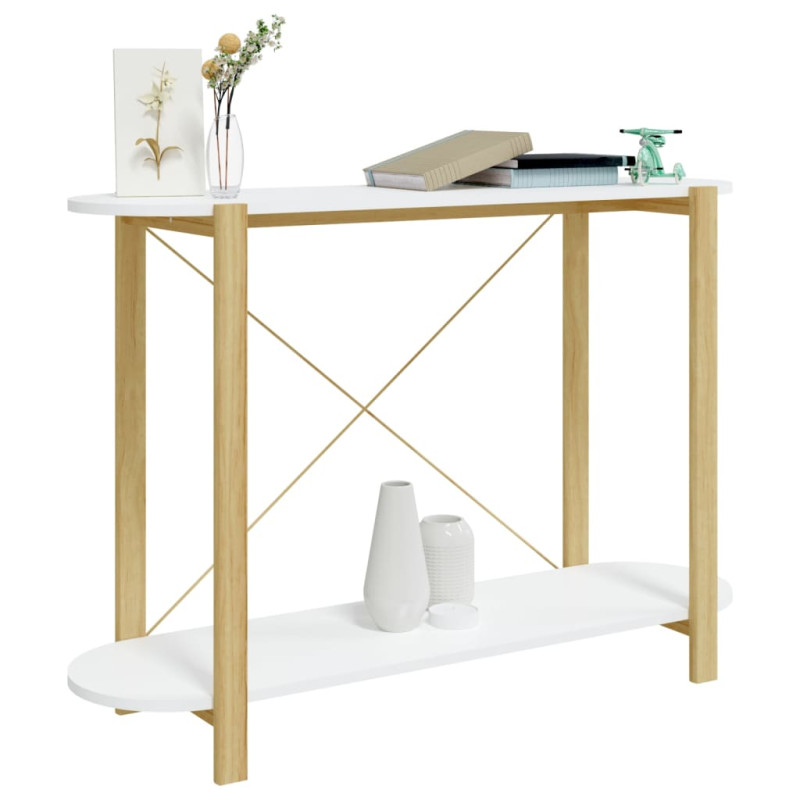 Stolik konsolowy, biały, 110x38x75 cm, materiał drewnopochodny