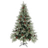 Choinka z lampkami i szyszkami, zielono-biała, 120 cm, PVC/PE
