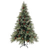 Choinka z lampkami i szyszkami, zielono-biała, 120 cm, PVC/PE