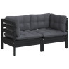 2-osobowa sofa ogrodowa z antracytowymi poduszkami, sosnowa