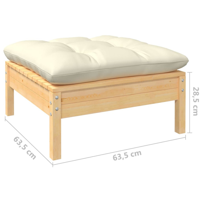 9-cz. zestaw wypoczynkowy do ogrodu, kremowe poduszki, sosnowy