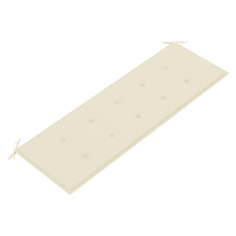 Ławka Batavia z kremowa poduszką, 150 cm, lite drewno tekowe