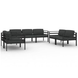 7-cz. zestaw mebli ogrodowych, poduszki, aluminium, antracyt