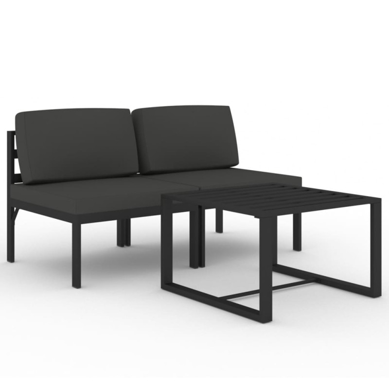 3-cz. zestaw mebli ogrodowych, poduszki, aluminium, antracyt