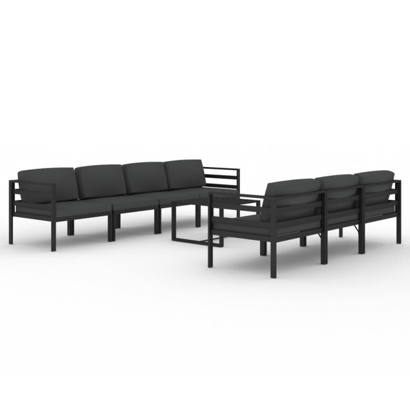 8-cz. zestaw mebli ogrodowych, poduszki, aluminium, antracyt