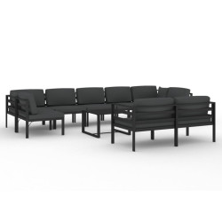 10-cz. zestaw mebli ogrodowych, poduszki, aluminium, antracyt