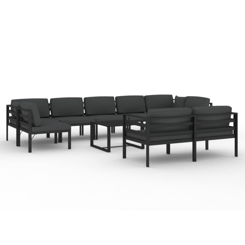 10-cz. zestaw mebli ogrodowych, poduszki, aluminium, antracyt